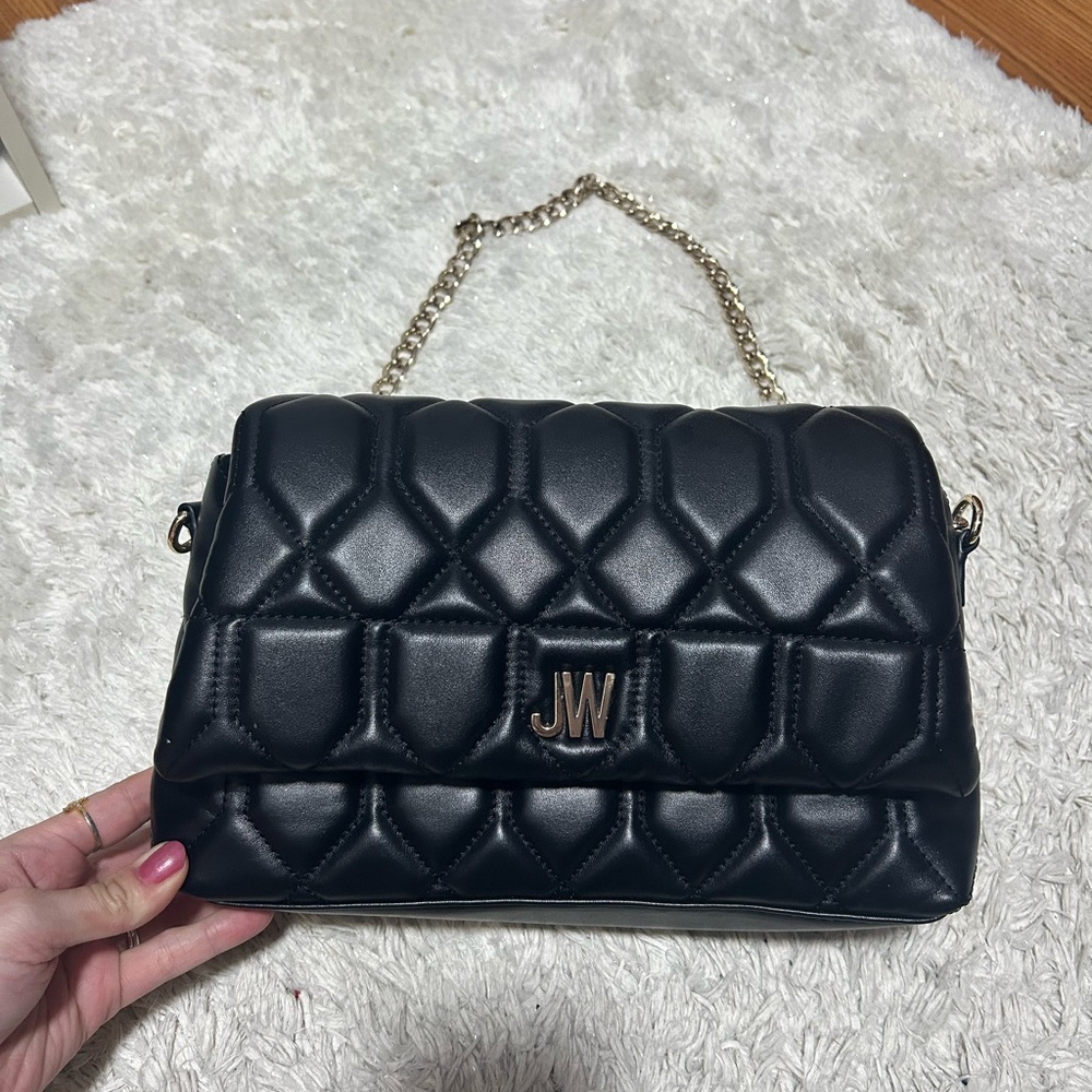 Jason Wu VEGAN LEATHER Shoulder Bag QUILTED Black CHAIN STRAP PURSE $118